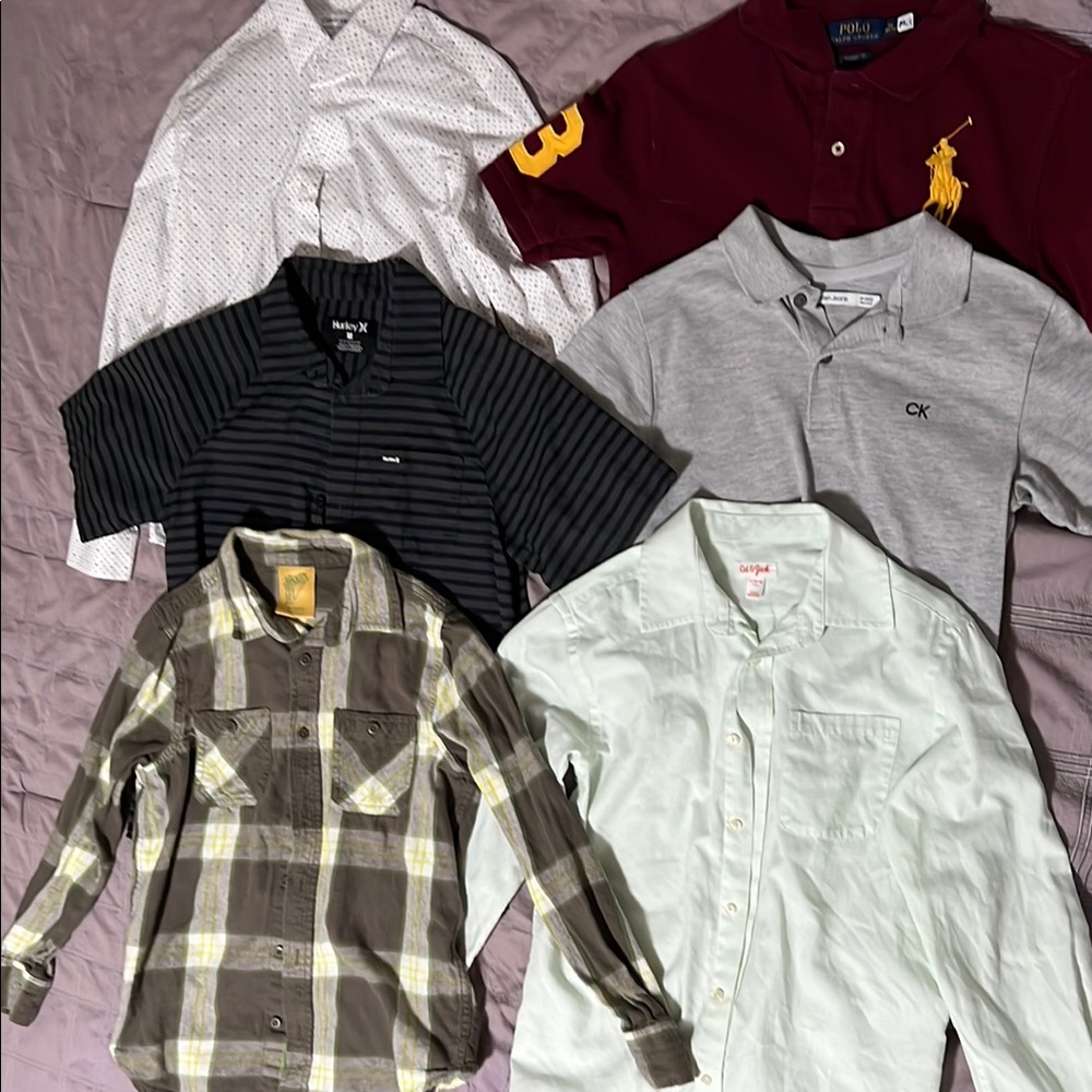 6pk Button Down Shirts Great Quality - Boys Apparel - 10/12